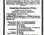 Overlijdens adv H.B.  Loring 1964